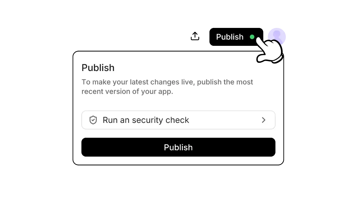 Macaly publishing a bakery site, then the browser confirming the live address is secure
