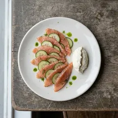 Sea bream crudo as it is plated at Bar Marta